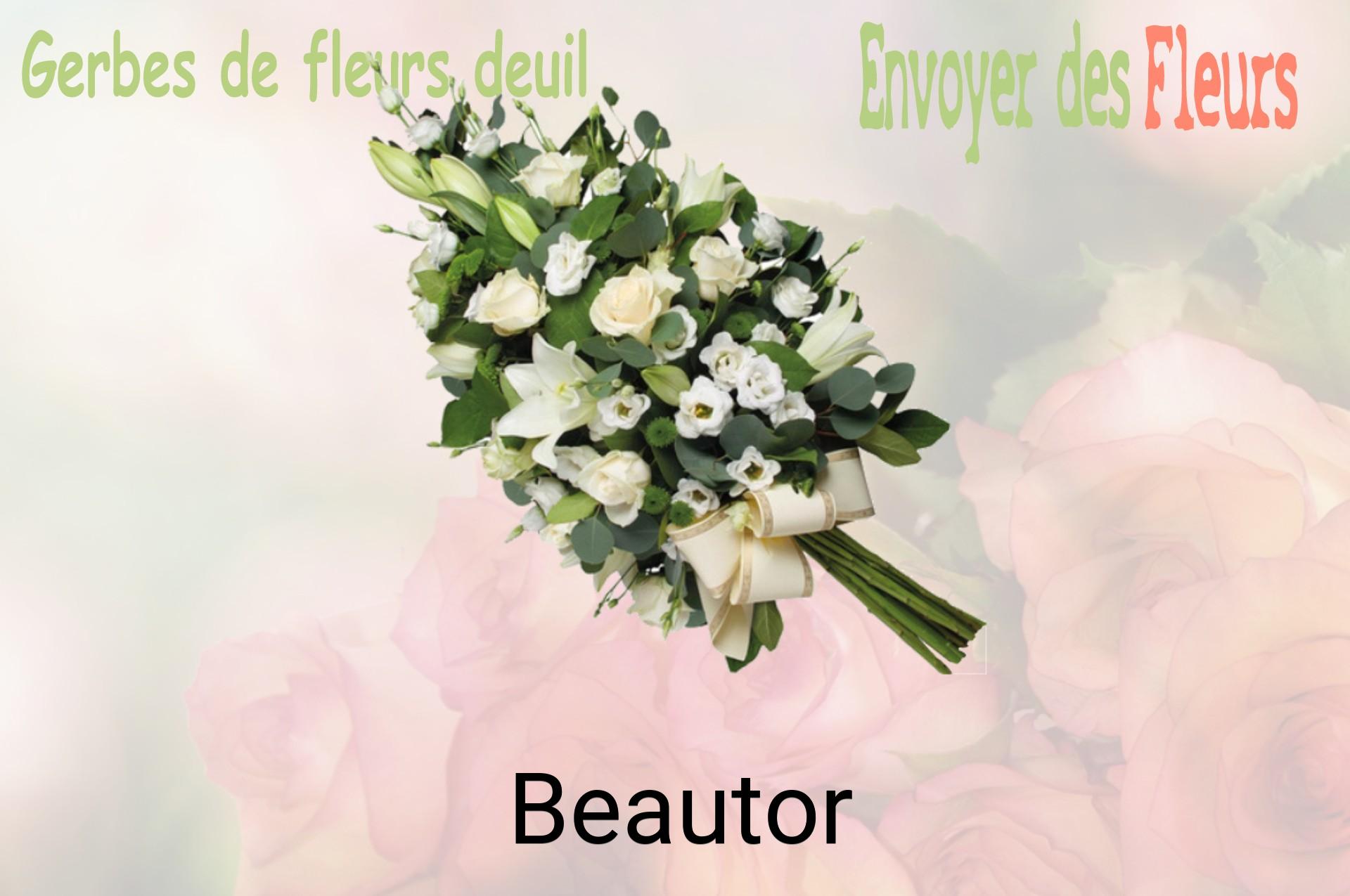 Gerbe de fleurs de deuil livrée à Beautor